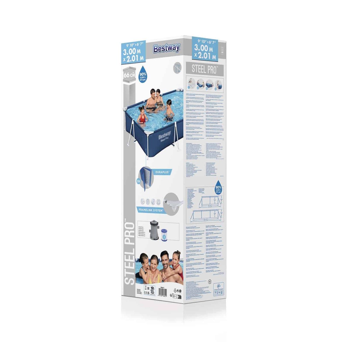 Piscina elevada retangular 3 m x 2 m x 66 cm Bestway Steel Pro - Image 6